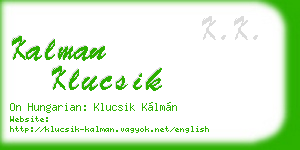 kalman klucsik business card