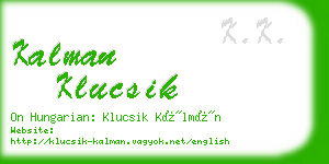 kalman klucsik business card